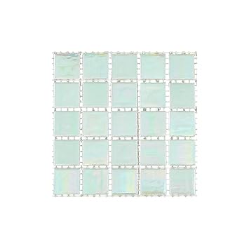 URBN Contemporary Seafoam Green Iridescent Glass Mosaic Tile for Kitchen and Bath - Sample Tile (4-1/3 inches x 4-1/3 inches, 0.13 SQ FT)