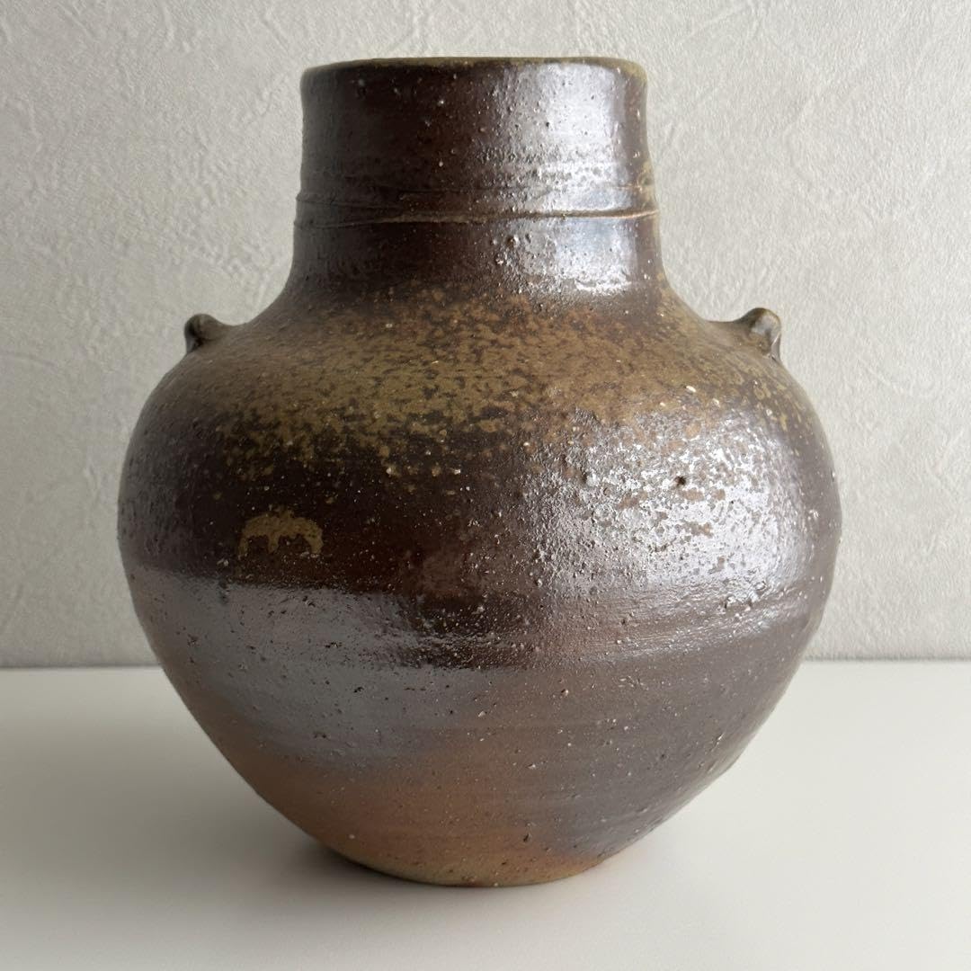 藤原雄「備前壺」共箱 侍『藤原建』作 備前 自然釉 壷 高26cm 【