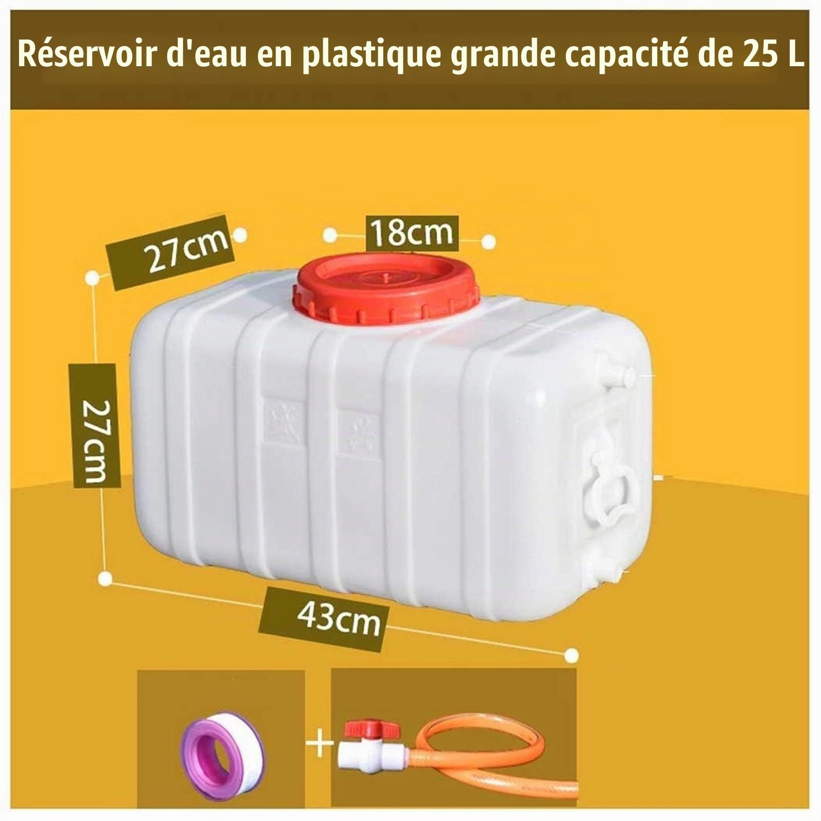 Bidon d'eau de qualité alimentaire en plastique Stockage de seaux pour camping, randonnée et urgence (Size: 25L)
