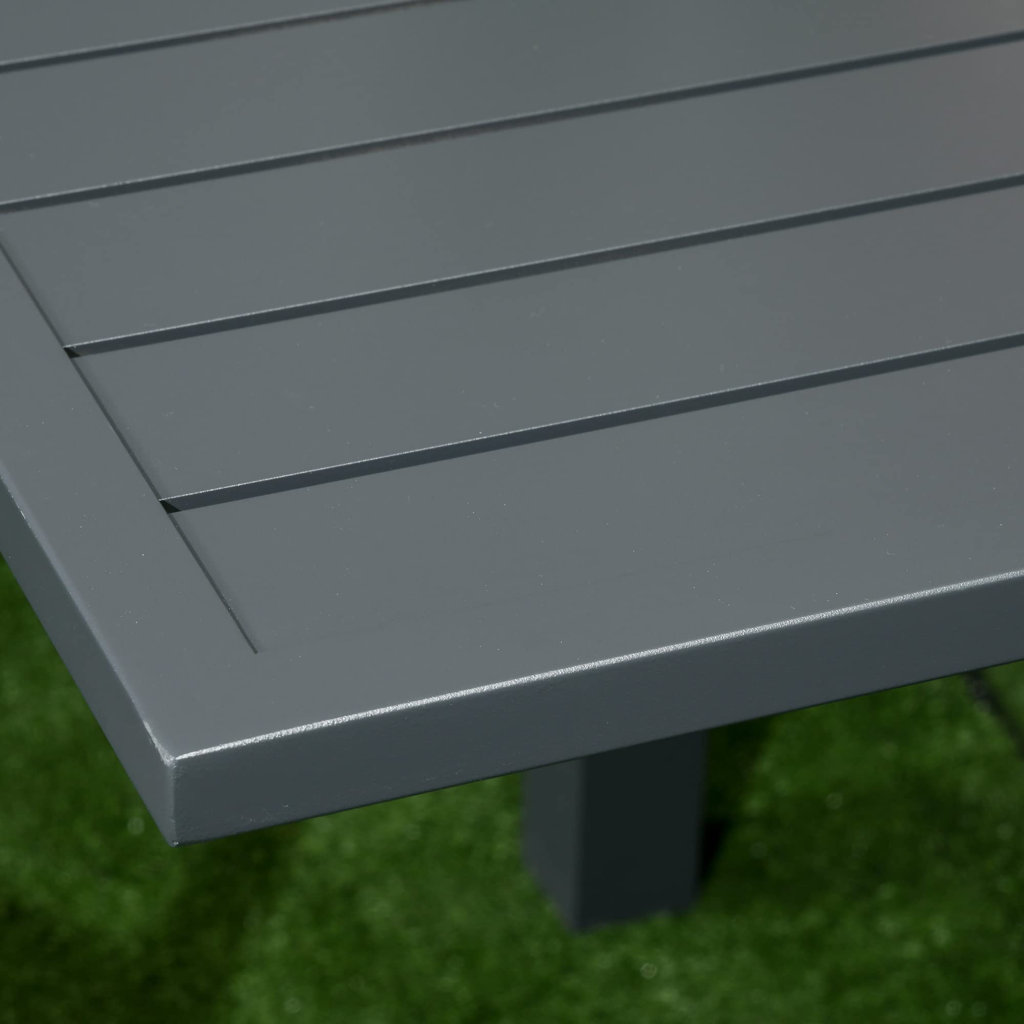 Outsunny Set da Giardino in Alluminio 7 Pezzi Tavolo Rettangolare Allungabile 6 Sedie Grigio