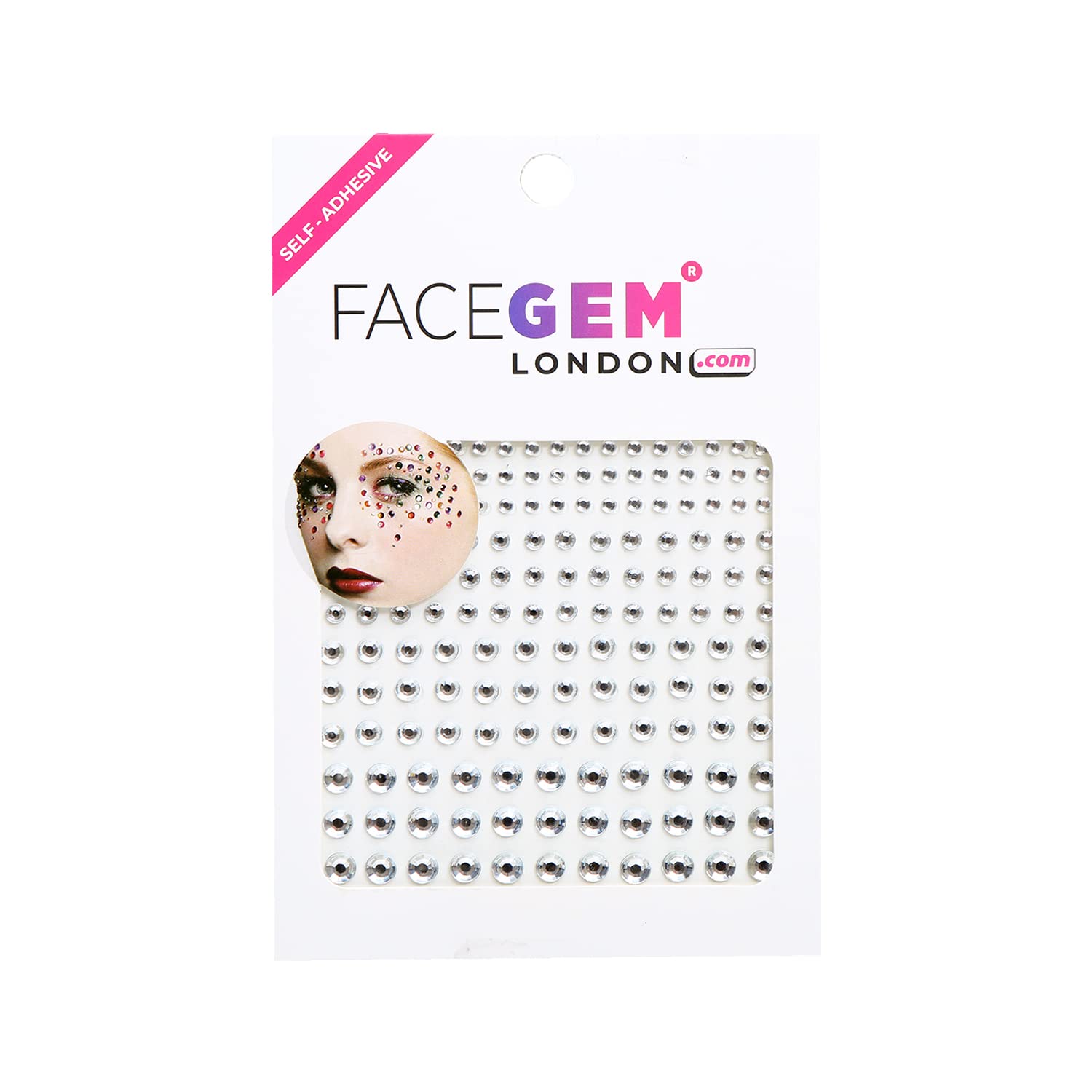 Facegem London Clear Rhinestone Gems Stickers For Eyes Face Body Nail, Rhinetone Face Gems, Nail Gems, Nail Gems Rhinestone, Face Jewels Rhinestone For Party, Rave Festival, Dress-Up Make Up -Self Adhesive (Clear)