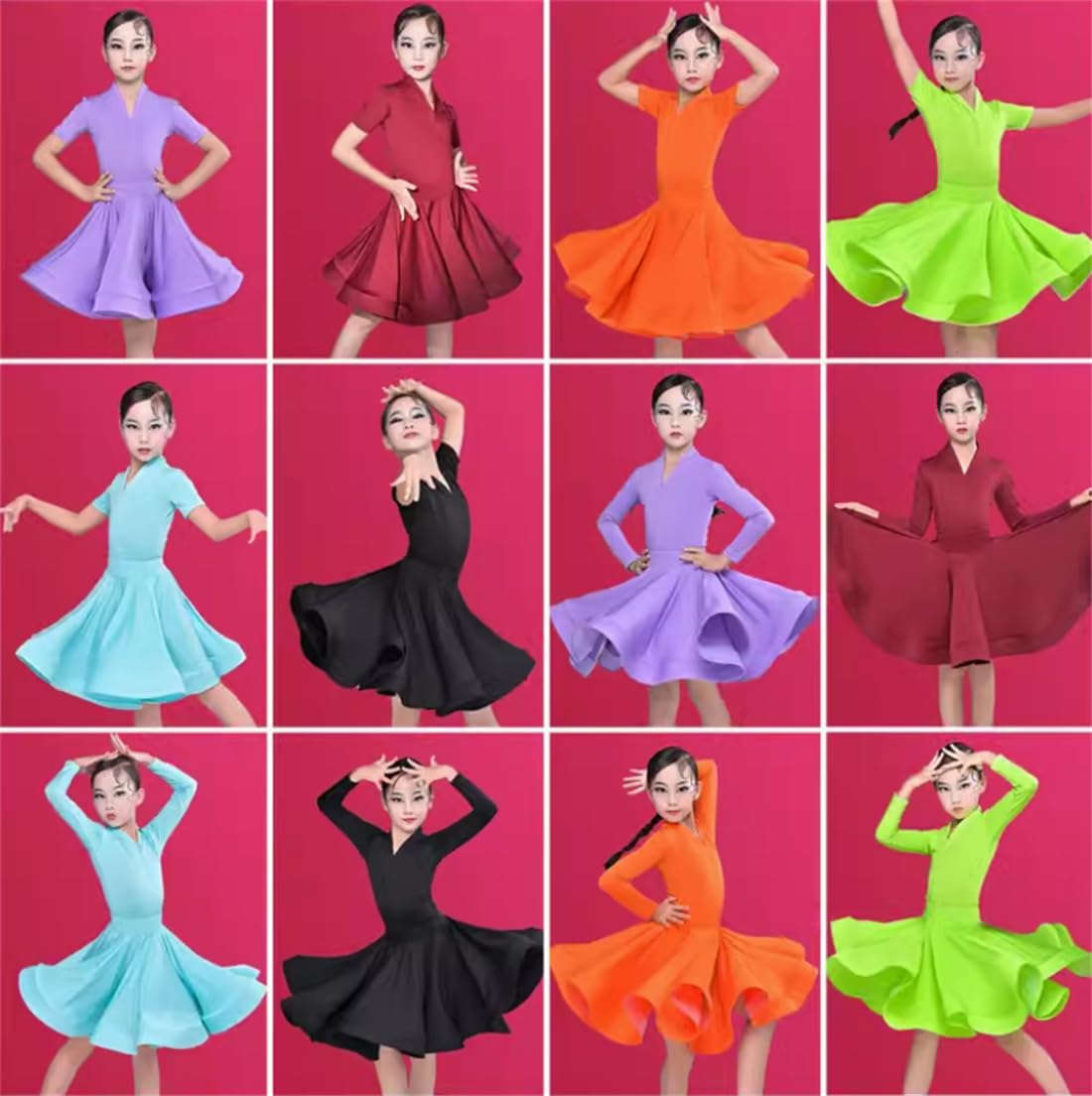 OTMYIGO Kinder Latein Tanzkleider für Mädchen Tango Ballsaal Kleid Party Bühnenaufführung Praxis Kostüme