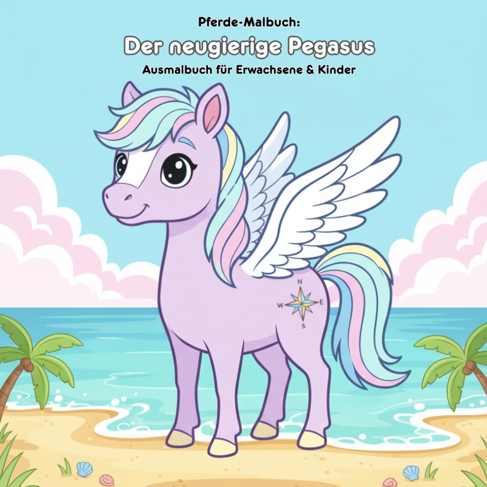 Der neugierige Pegasus: Geschichte & Malbuch: Für Erwachsene & Kinder | 36 Ausmalbilder | 21.59 x 21.59 cm | Große Motive für kleine Künstler
