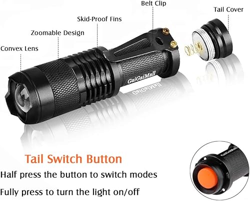 Miniatura 8 de GaiGaiMall Linterna de luz roja LED de 3 modos de alta potencia para observación de astronomía nocturna, paquete de 3