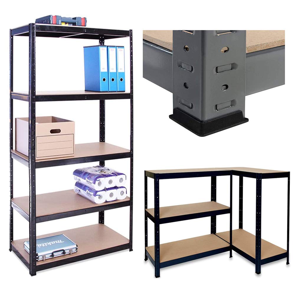 ANSIMIDAHeavy Duty 5 Tier Garage Shelving Units Metal Storage Shelves Shed Utility Rack Greenhouse Shelving,180cm x 90cm x 40cm,175KG Per Shelf, Black