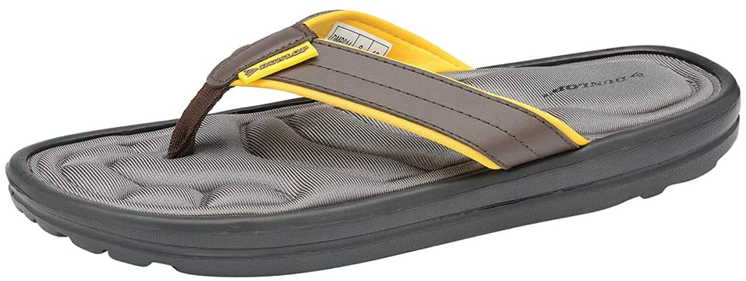 DUNLOPMens Memory Foam Toe Post Summer Beach Holiday Flip Flops Sandals (10 UK, Dmp014 Brown Ochre, 10)