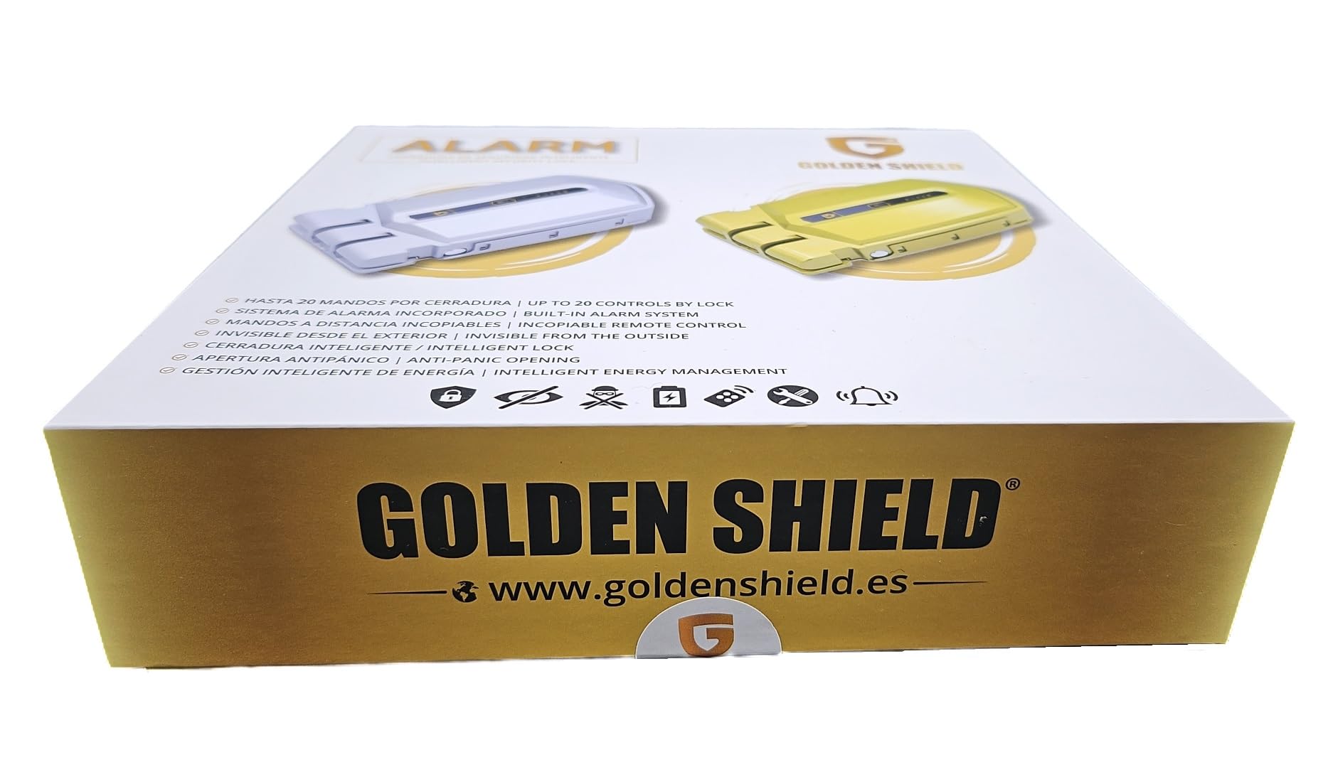 Golden Shield Cerradura Invisible de Seguridad con Alarma 120db para Puertas, Inalámbrica, con 4 Mandos a Distancia
