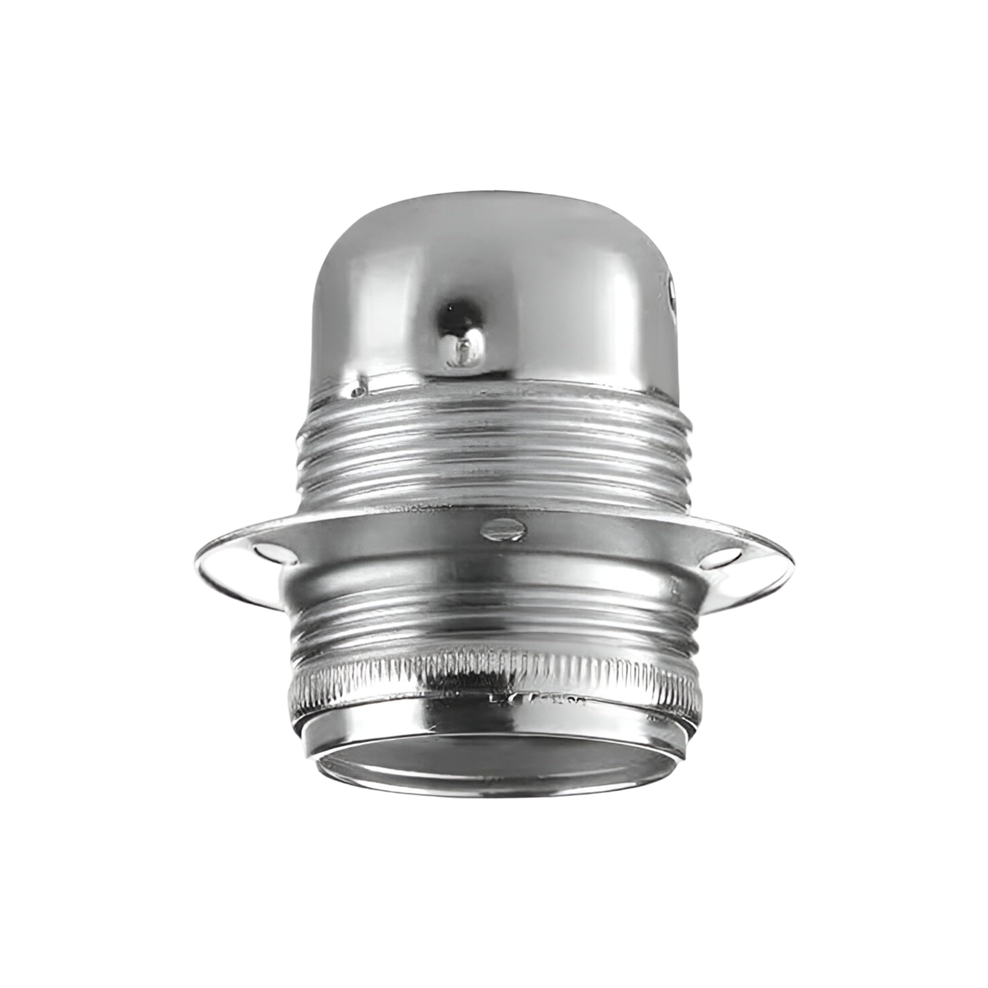 Chrome E27 Lamp Holder Vintage Industrial Metal Bulb Socket,Threaded Base, for Pendant Lights, DIY Lighting,LED Edison Screw Bulbs, Safe Earthed Fitting for Ceiling or Wall Applications
