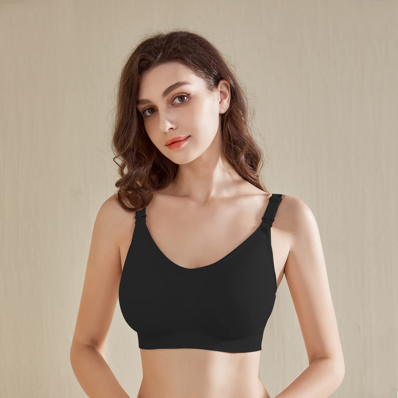 Sujetadores Lactancia, 3 Piezas Sin Aros Sujetadores de Maternidad Ultra Confort Sujetador Premama para Mujeres con con Extra brazaletes y Ganchos — view 9