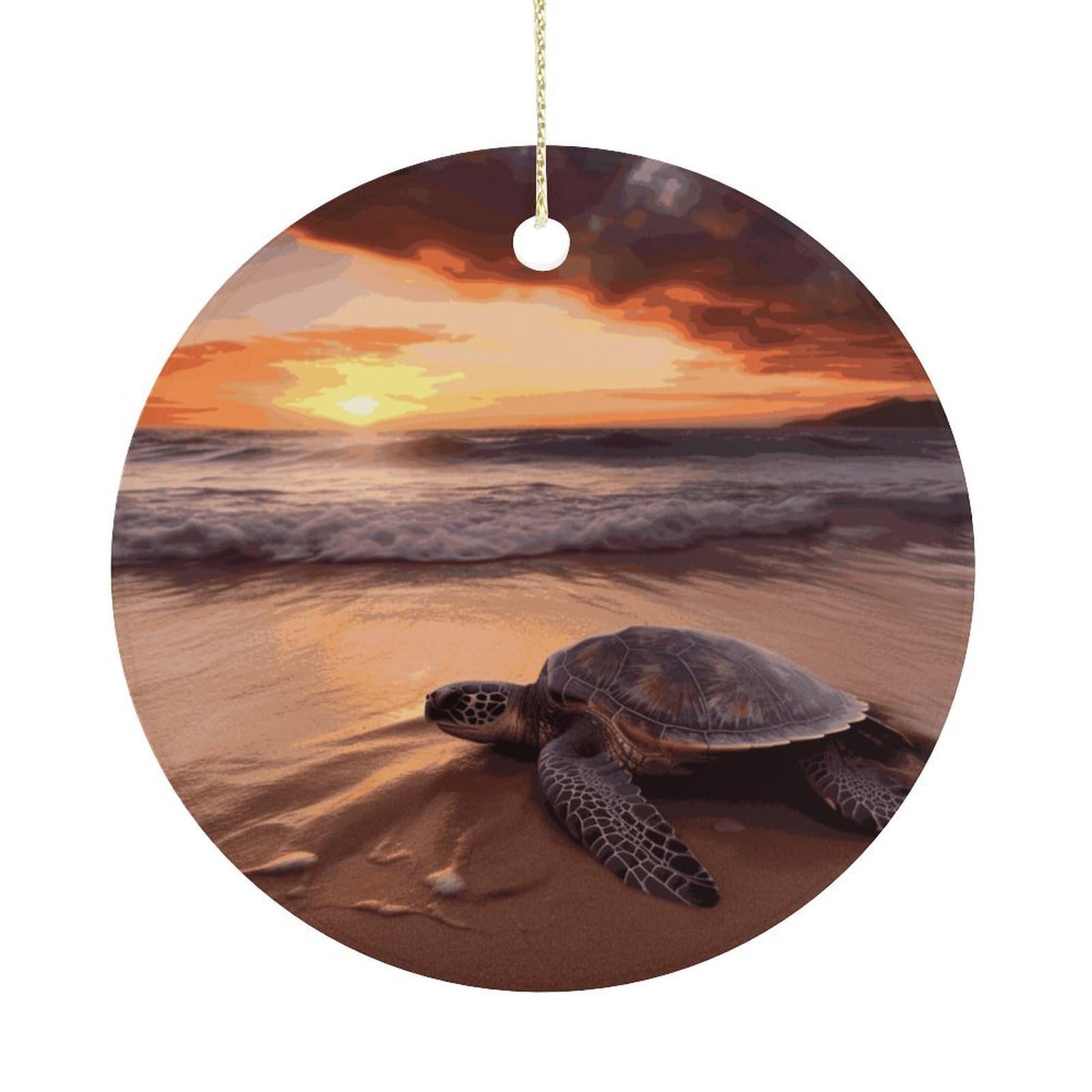 Adfgyerh Women's Style Sea Turtle Sunset Hanging Ceramic Ornaments, Christmas Tree Decorations, Funny Home Decor Gifts For Sisters & Work Best Friends