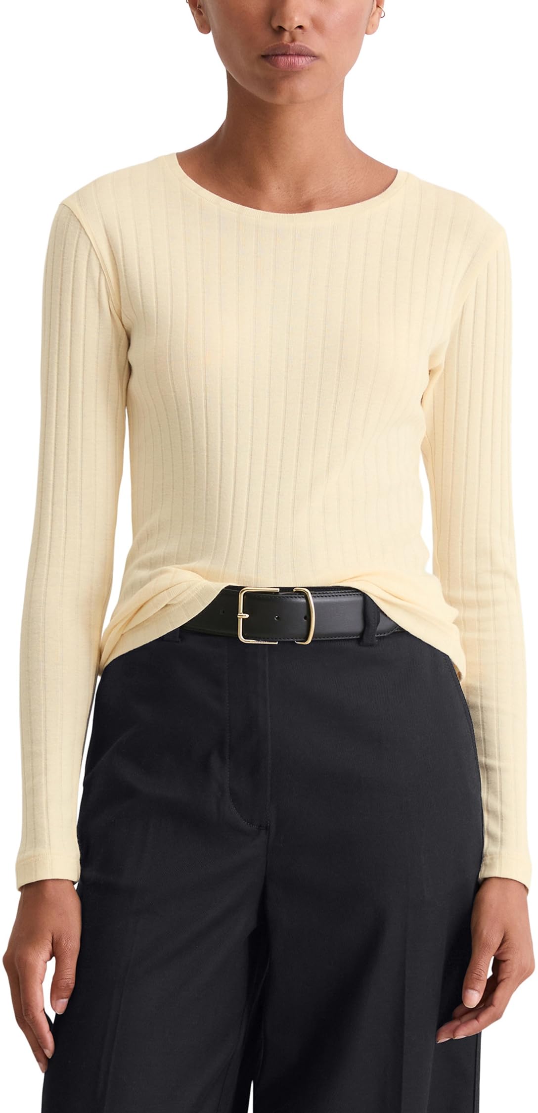 Marc OߴPolo Damen Langarmshirt mit Rundhalsausschnitt Slim Fit