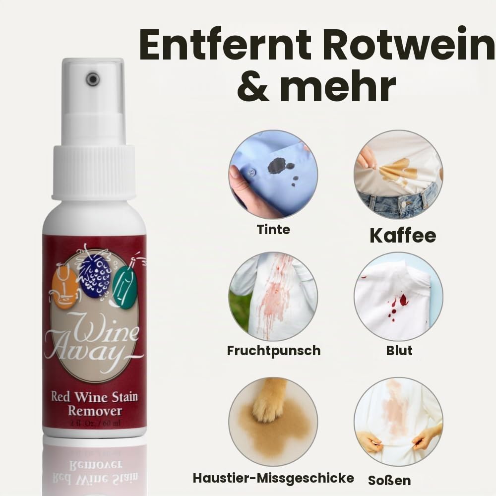 Wine Away Rotweinfleckenentferner, Spray und Waschen von Wäsche, um Flecken zu beseitigen, geruchsneutral, 57 ml, 2 Stück