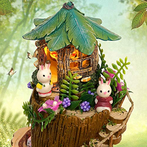 DIY Puppenhaus, niedliche DIY Wald Puppenhaus Miniatur mit rotieren Spieluhr Staubschutz LED-Licht EIN tolles Geschenk… – Bild 3