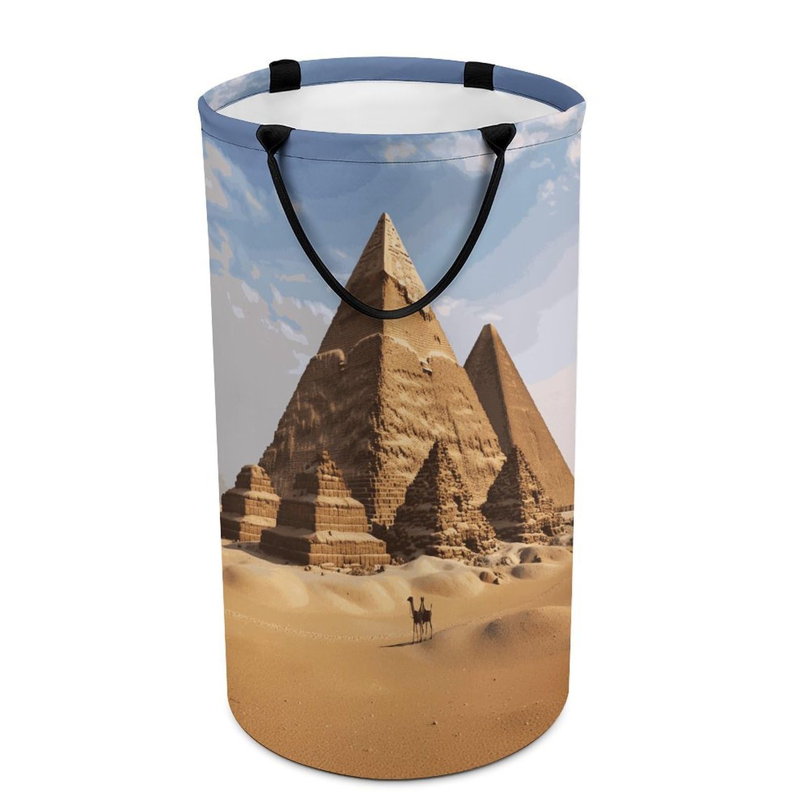 Ancient Egypt Pyramid Laundry Basket Waterproof Laundry Hamper Freestanding Collapsible Clothes Hamper with Reinforced Handles 86L Large Foldable Tall Clothes Basket for Bathroom