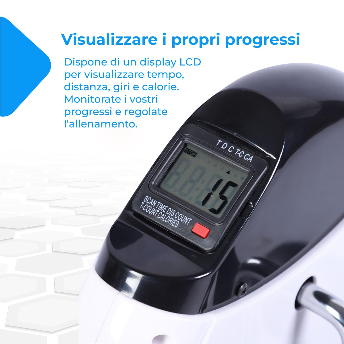 NK Pedali statici, Esercitatore a Pedale per Allenamento di Braccio e Gambe, Livelli di Resistenza Regolabili, Display LCD