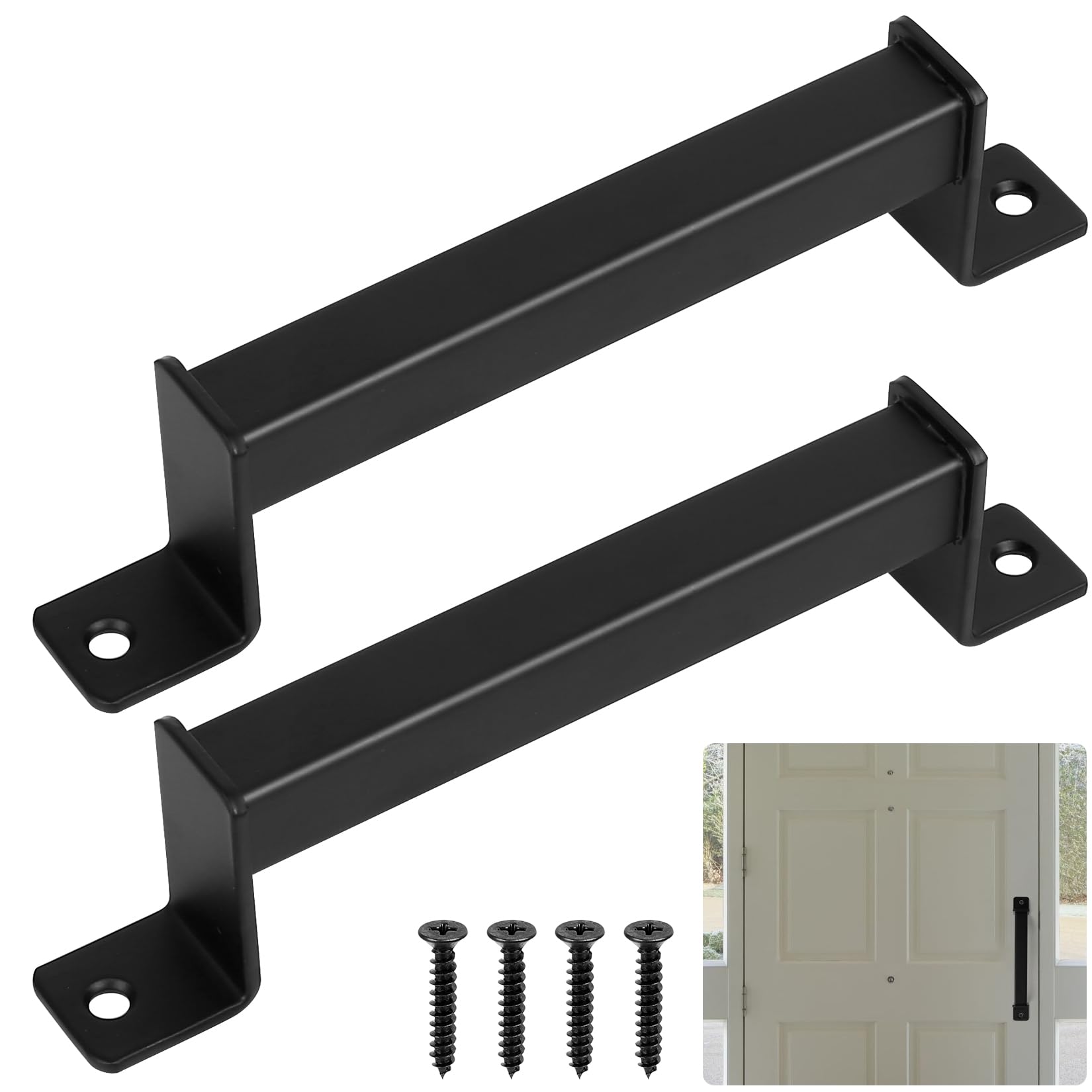 BATENGKEJI 2 Pcs Black Sliding Door Handles, Pull Handle, Pull Push Barn Door Handle