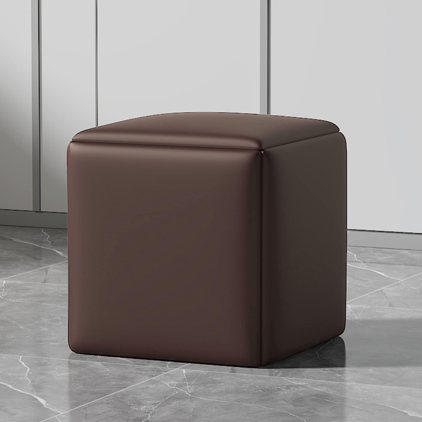 Tabourets pivotants 5 en 1 cube et ensemble de chaises ottomanes marron 45 cm