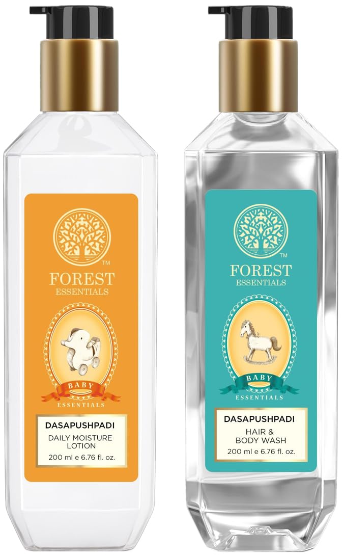 Forest Essentials Dasapushpadi Daily Moisture Lotion | Ayurvedic Body Lotion for Babies | Safe & Na,Forest Essentials Baby Hair & Body Wash Dasapushpadi | Gentle Skin & Hair Cleanser for Baby | 200 m-image-49