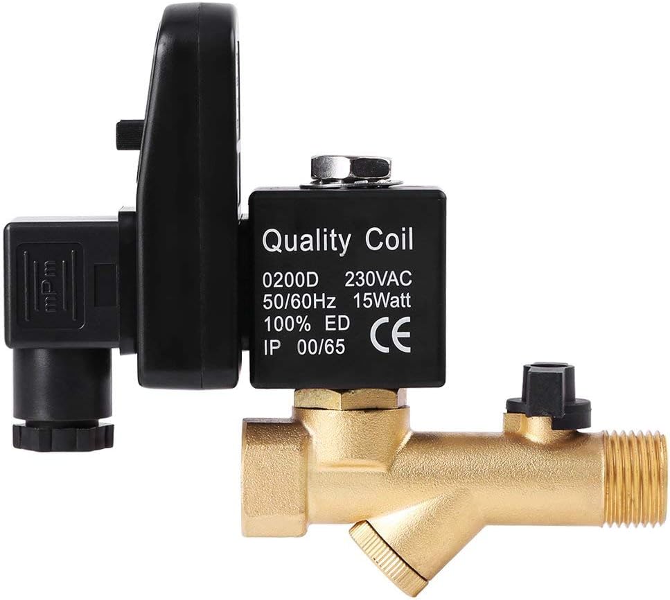 Automatic Drain Valve,G1/2 DN15 Automatic Electronic Timed Drain Valve for Air Compressor Condensate Management (AC230V)