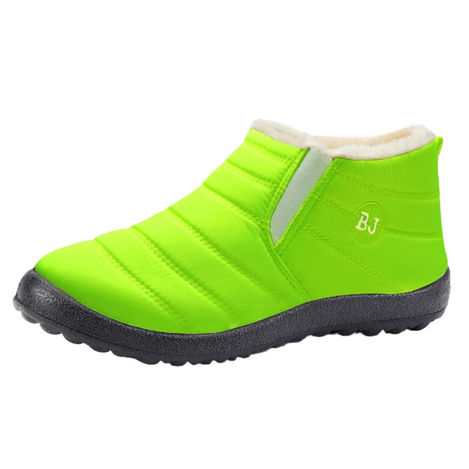 Winter Snow Boots for Women Waterproof Fuzzy Fur Lined Snow Ankle Boots Slip On Comfortable Insulated Flat Booties