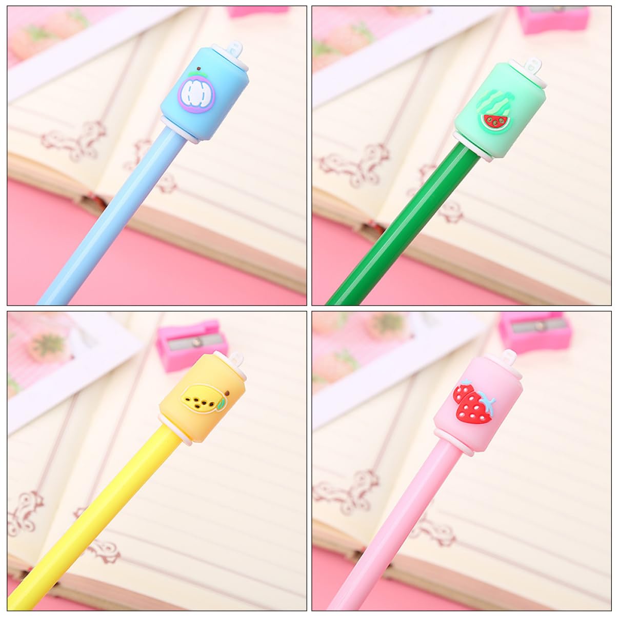 VILLCASE 4 Juegos Pluma De Gel Gel Bolígrafo De Punta Fina Bolígrafos De Dibujo Negro Bolígrafos Portátiles Bolígrafo Para Linda Pluma Recarga De Aguja 12 Piezas X 4
