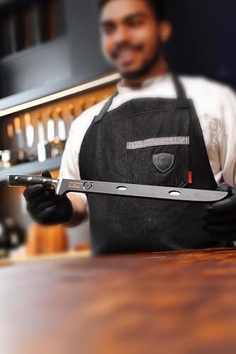 Miniatura 9 de Dalstrong Rebanadora de carne y jamón estilo español, 12 pulgadas, Gladiator Series Elite, acero alemán de alto carbono, con vaina, certificado NSF