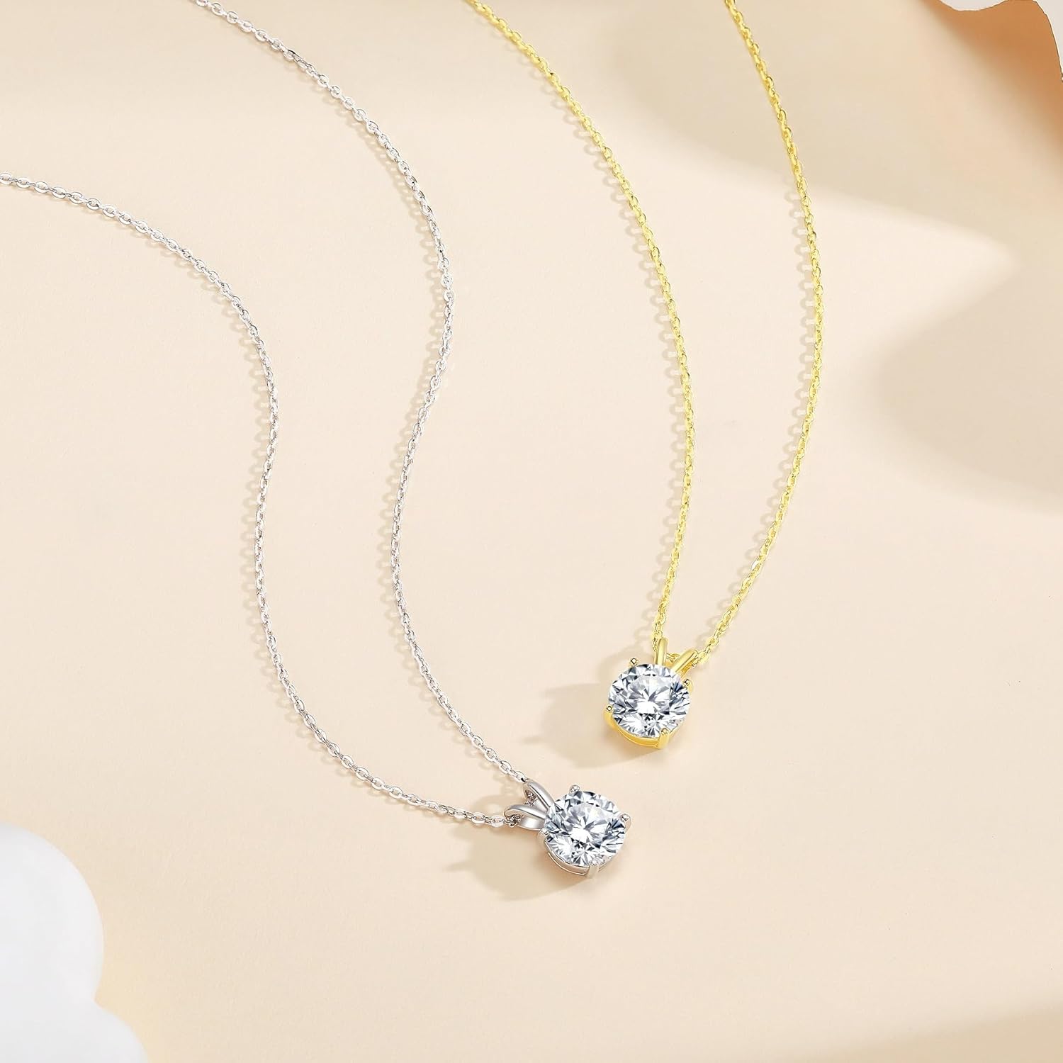 SUNFEEL 2CT Moissanite Necklace for Women Round Cut Moissanite Pendant 18K White/Yellow Gold Plated Sterling Silver Necklace D Color VVS1 Solitaire Pendant with 16+2 Inch Chain Jewelry for Mom/Wife - Image 5