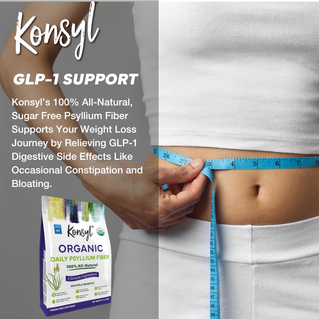Konsyl USDA Organic Psyllium Husk Powder - 12oz, 60 Servings, Natural Unflavored Soluble Dietary Fiber Supplement - Fiber Prebiotic for Digestive Support and Gut Health - Sugar Free, Keto & Vegan — Amazon image 3