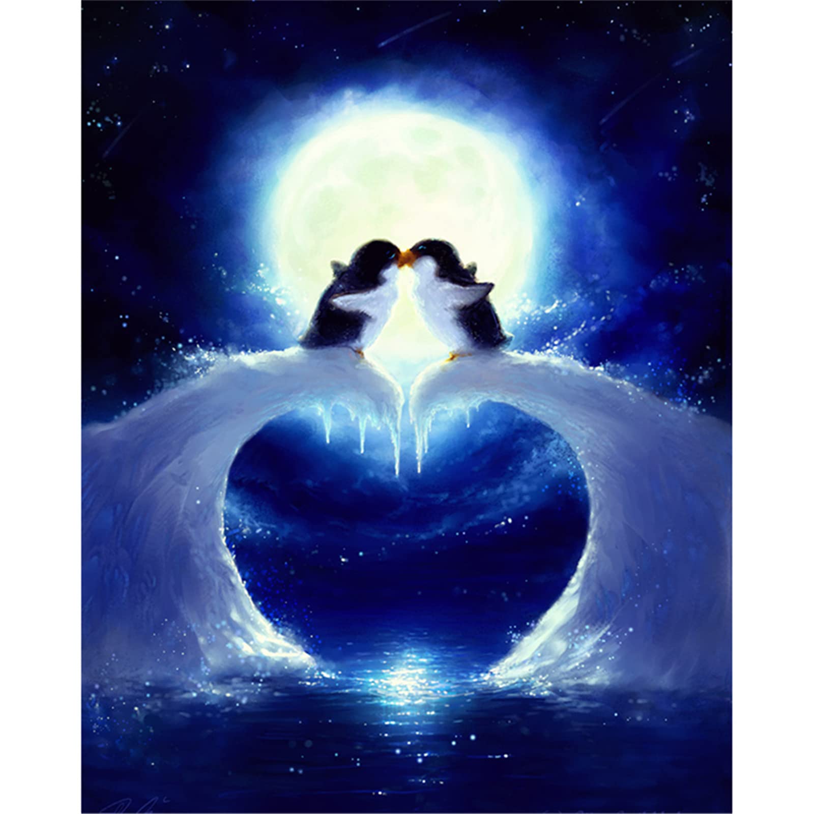 VAIIEYO 5D Diamond Painting Kit Completo Pinguino, Pittura Diamante 5D Fai Da Te Animale, Ricamo con Strass Punto Croce Arte e Artigianato Decorazione per Casa e Pareti 30x40 cm
