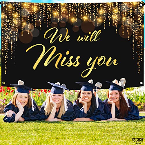 Image of KatchOn, We Will Miss You Banner Black and Gold - XtraLarge 72x44 Inch | Black and Gold We Will Miss You Decorations, Farewell Decorations Party | Farewell Banner, Graduation Decorations 2026