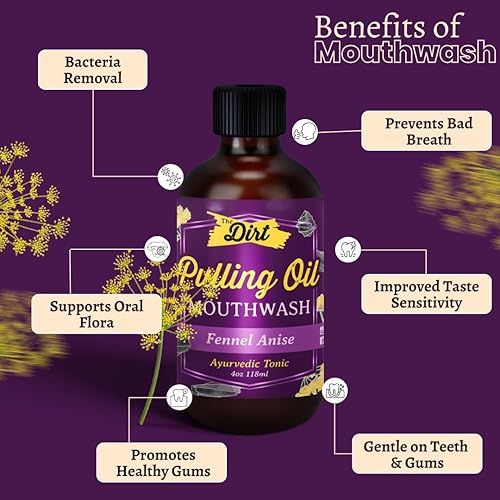 Miniatura 5 de The Dirt Enjuague bucal sin aceite sin gluten, tónico dental con aceites esenciales para el mal aliento, sin OMG (anís de hinojo, 4 onzas)
