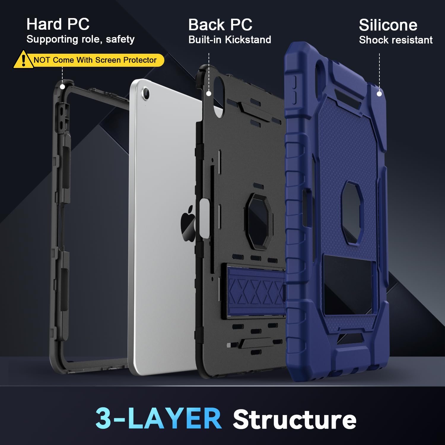 Grifobes Funda para iPad de 10ª generación 2022 (10.9 pulgadas), resistente grado militar, a prueba de golpes, funda protectora resistente de 10.9 pulgadas con soporte integrado/soporte para lápices