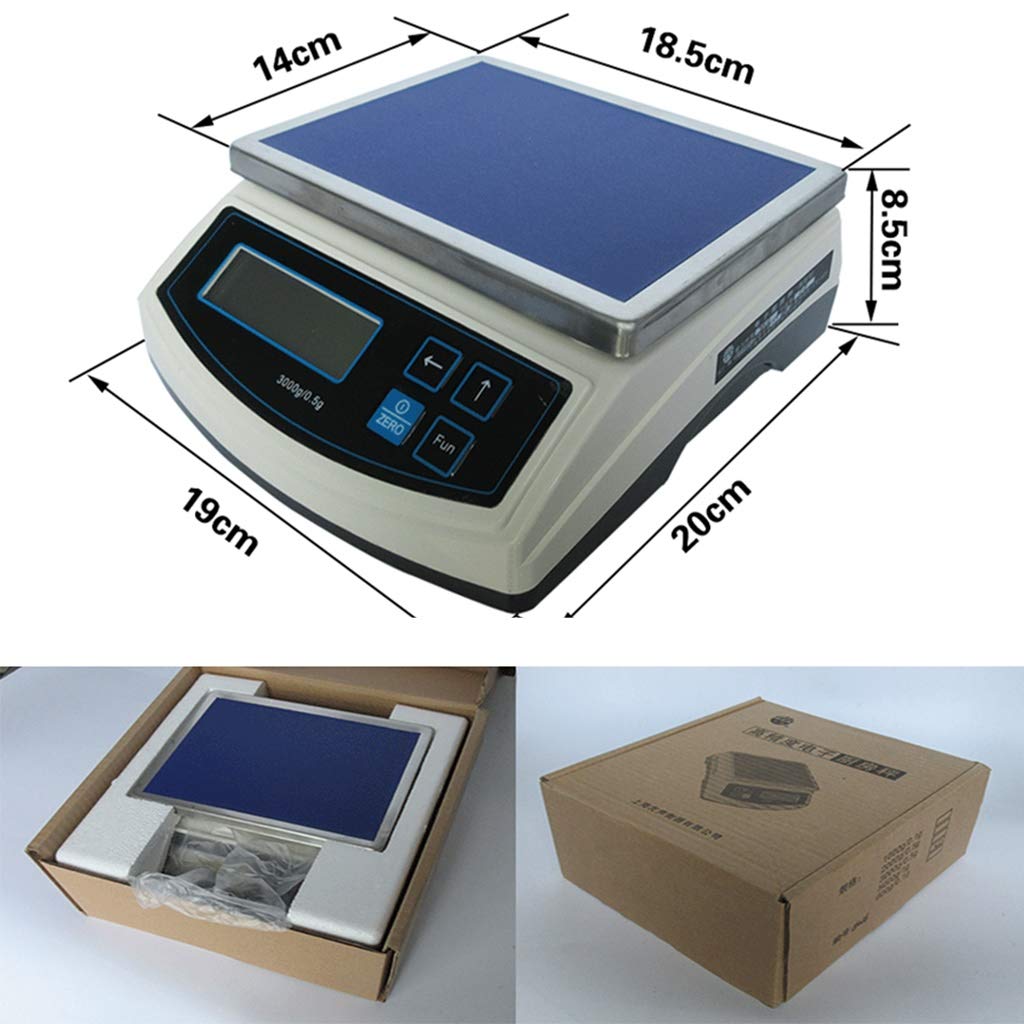 Balance de Cuisine numérique en Acier Inoxydable avec écran LCD rétroéclairé et Fonction Tare, pesée électrique, Cuisson pour la Maison, Facile à Nettoyer (5 kg/1 g (3 kg/0,5 g))