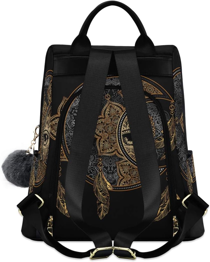 ALAZA Boho Chic Golden Crescent Moon & Sun Mandala Backpack Purse for Women Anti Theft Fashion Back Pack Shoulder Bag One Size - Image 2