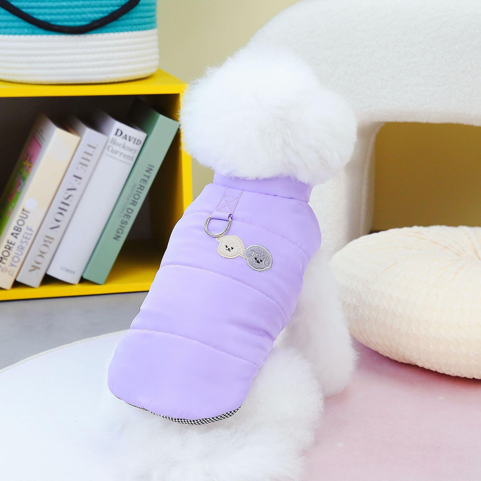 Izefia Dog Coat Pet Apparel Cold Weather Coat Windproof Jacket Lining Warm Dog Sweater Winter Thick Clothes Basic Simple Elegant Vest Dog Coat for Small Dog Medium Dog Cat Purple XXL - Image 4
