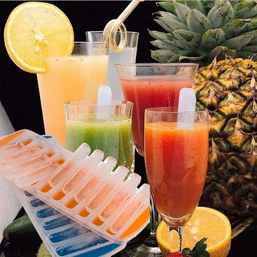 Miniatura 6 de Bandejas estrechas de silicona para cubitos de hielo con material fácil de empujar y quitar, ideal para deportes y botellas de agua, color azul, sin