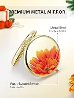 Vista 5 de Espejo compacto a granel, juego de 2 espejos de maquillaje de doble cara 1X/2X con aumento para monedero (redondo, dorado)