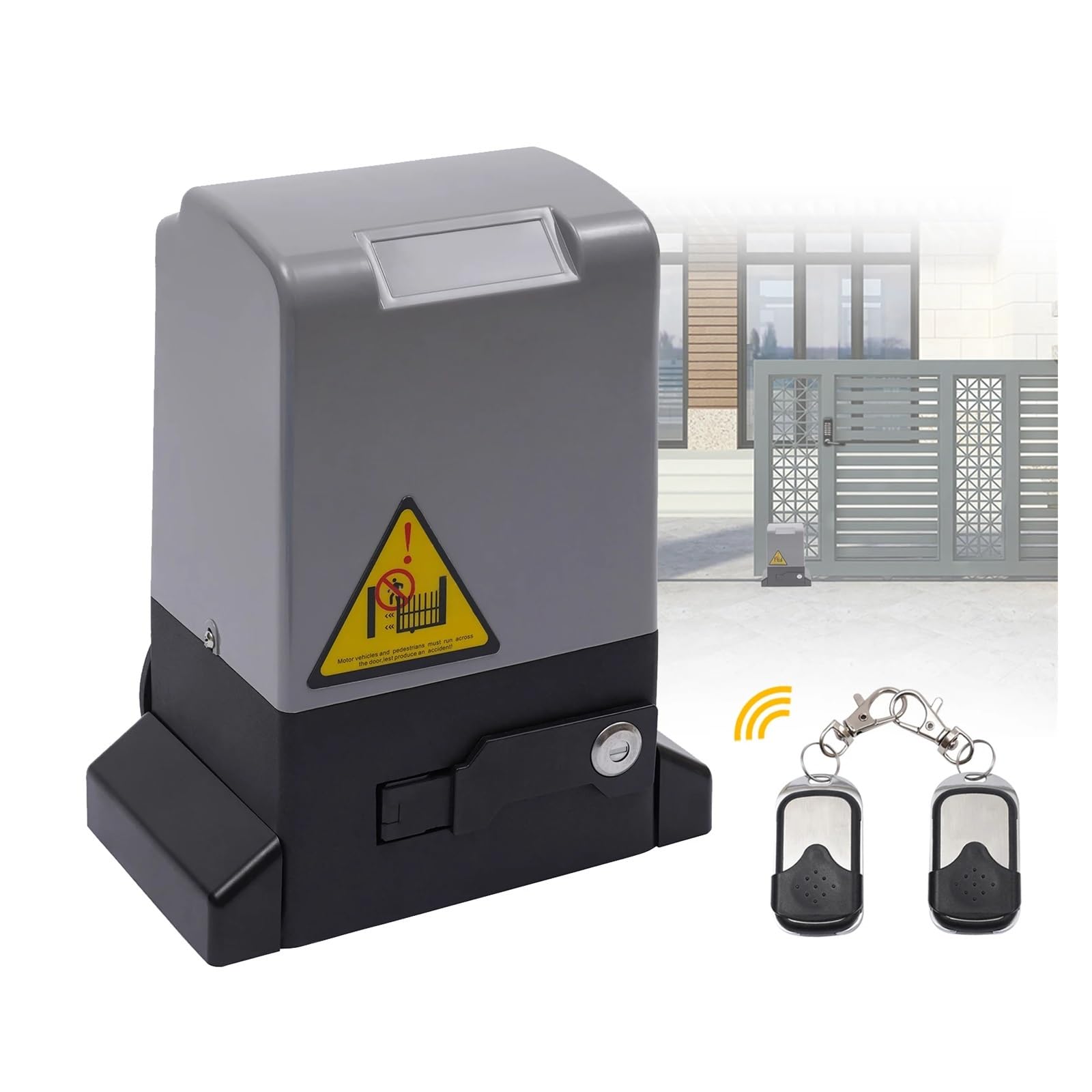 Abridor de puerta corredera eléctrico de 370W/550W/750W, Kit de Control de seguridad for entrada con Motor automático con Sensor infrarrojo + 2 mandos a distancia Durabilidad, Eficiencia(1200KG 550W)