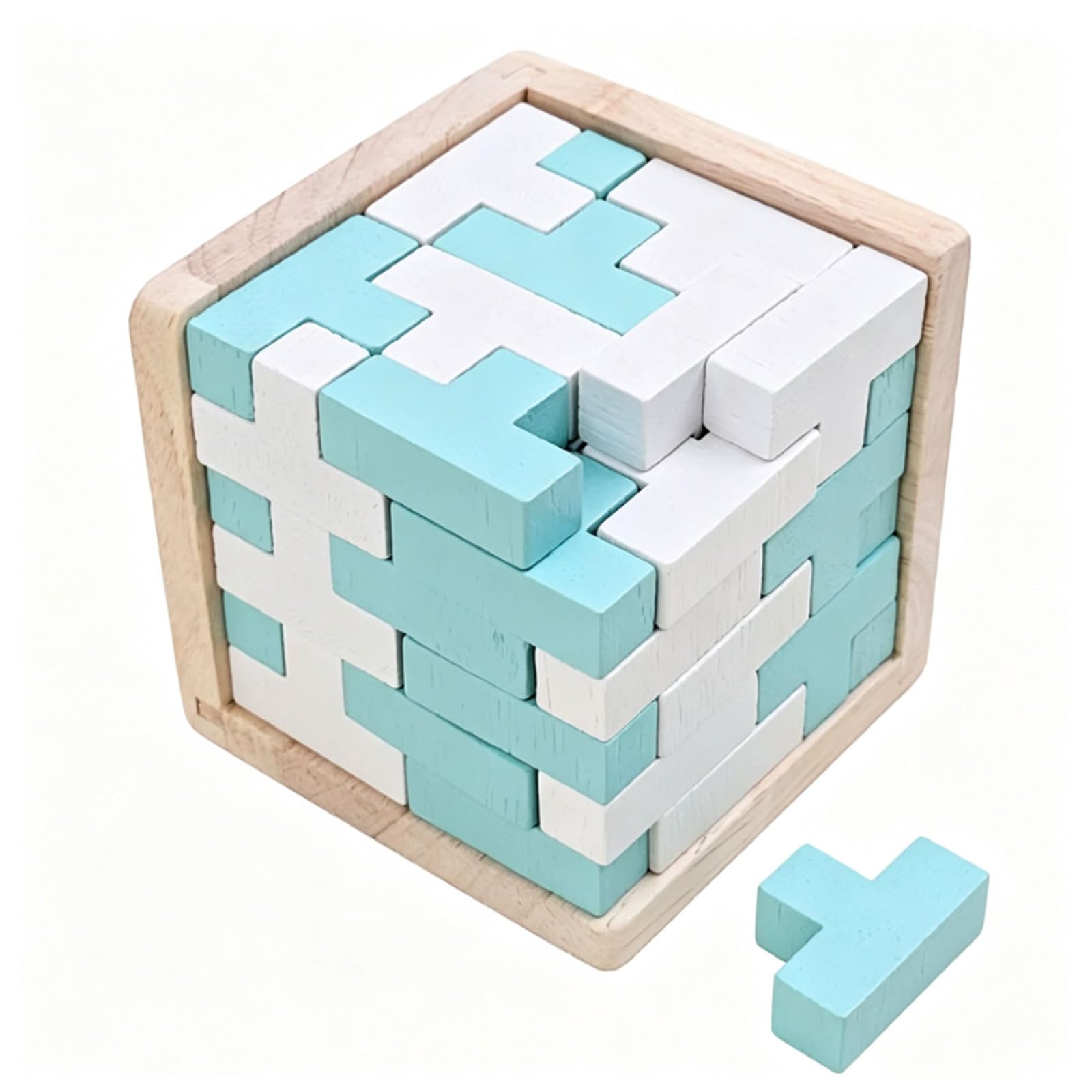 ttnmrc Montessori 3D Wooden Cube Brain Teaser Puzzle