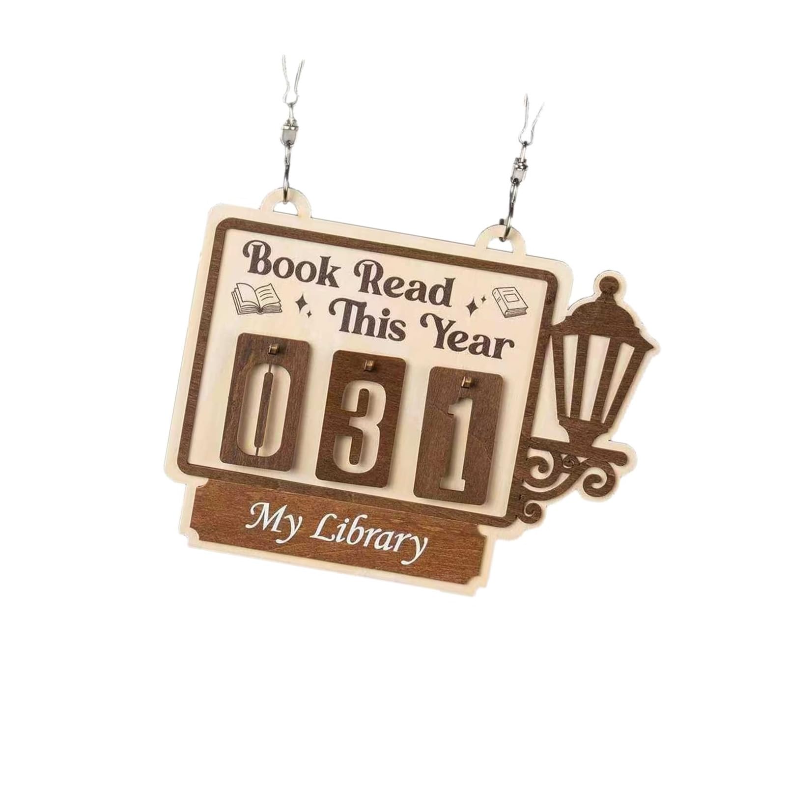 WWTU Wooden Hanging Bookshelf Reading Counter Trackers Board Wood Sign For Book Lover Home Library Classroom Wall Decors