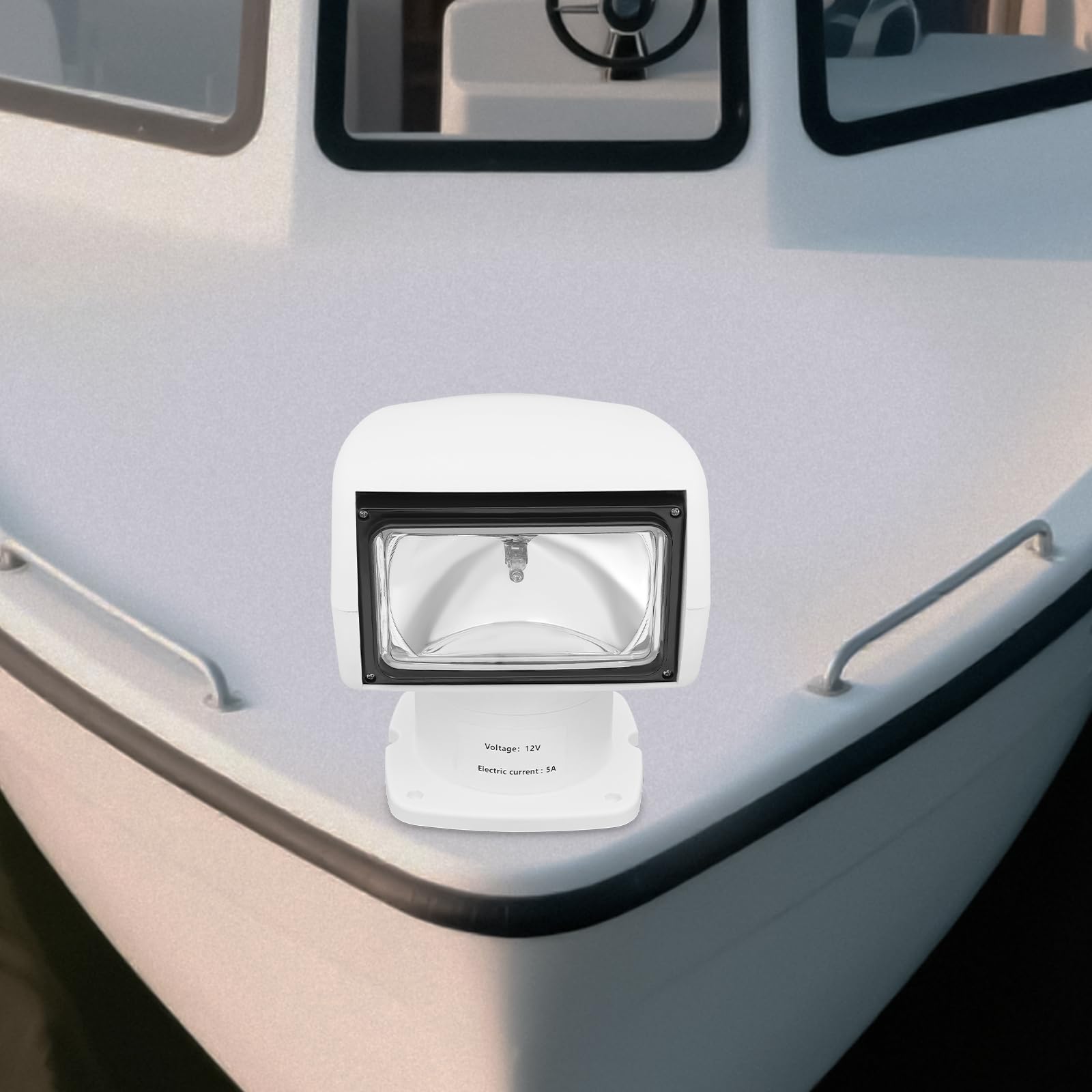 Phare de Recherche pour Bateau LED 100 W 3000LM, 320° Rotation Marine Yachts Projecteur de Recherche avec Télécommande IP65 4300 K, pour Véhicules Tout-terrain, VTT, Camions (12V)
