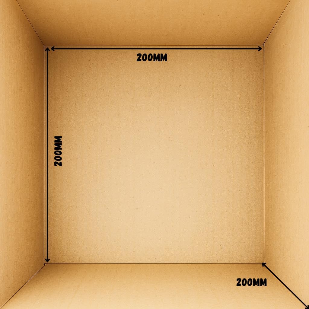 Versandkarton Karton 200 x 200 x 200 mm (Außenmaß 205 x 205 x 205 mm) Faltkarton Verpackungen Bücherkartons 1-wellig quadratisch mit Deckel Braun (50 Stück)