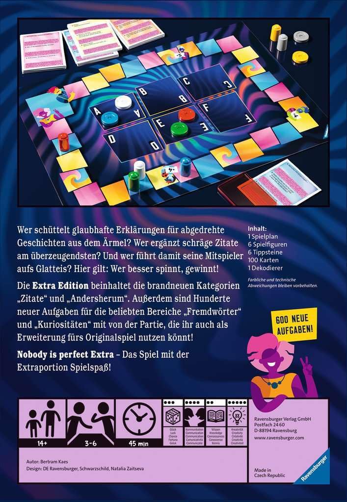 Ravensburger 26846 Nobody is Perfect Extra Edition Communicative Card Game, New Year's Eve Game for The Whole Family, Game for Adults and Teenagers from 14 Years, for 3-6 Players