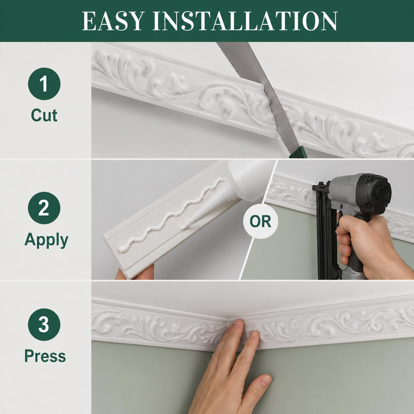 Cornici in Pvc Per Soffitto E Pareti Modanatura Flessibile Per Porte I,5m | modanature per pareti flessibile Cornici pvc Decorative Verniciabili Battiscopa per Quadri Porte Boiserie Specchi interna