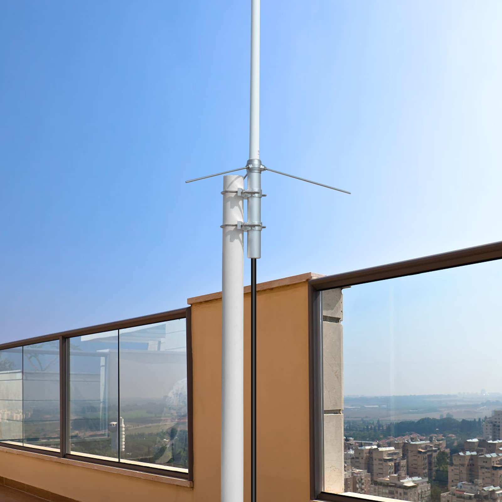 UAYESOK Amateur Station de Base Antenne UHF VHF Fibre de Verre Antenne Stationaire Antenne de Base Vertical 4.5/7.2dBi SO239 Haute Amplification pour Émetteur Répéteur de Police Scanner Camion SUV