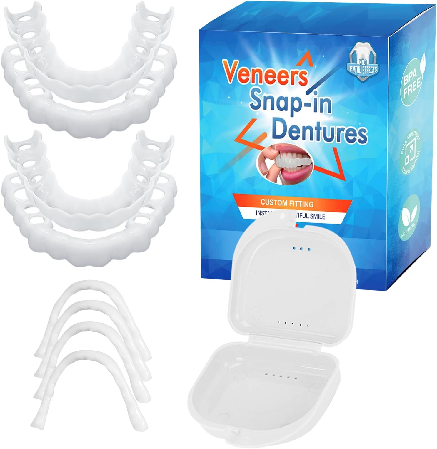 Fake Teeth, 4PCS Temporary Veneers Teeth for Men and Women, Excellent Solution for Missing Teeth, Broken Teeth& Yellow Teeth, Restoration Your Confident Smile…