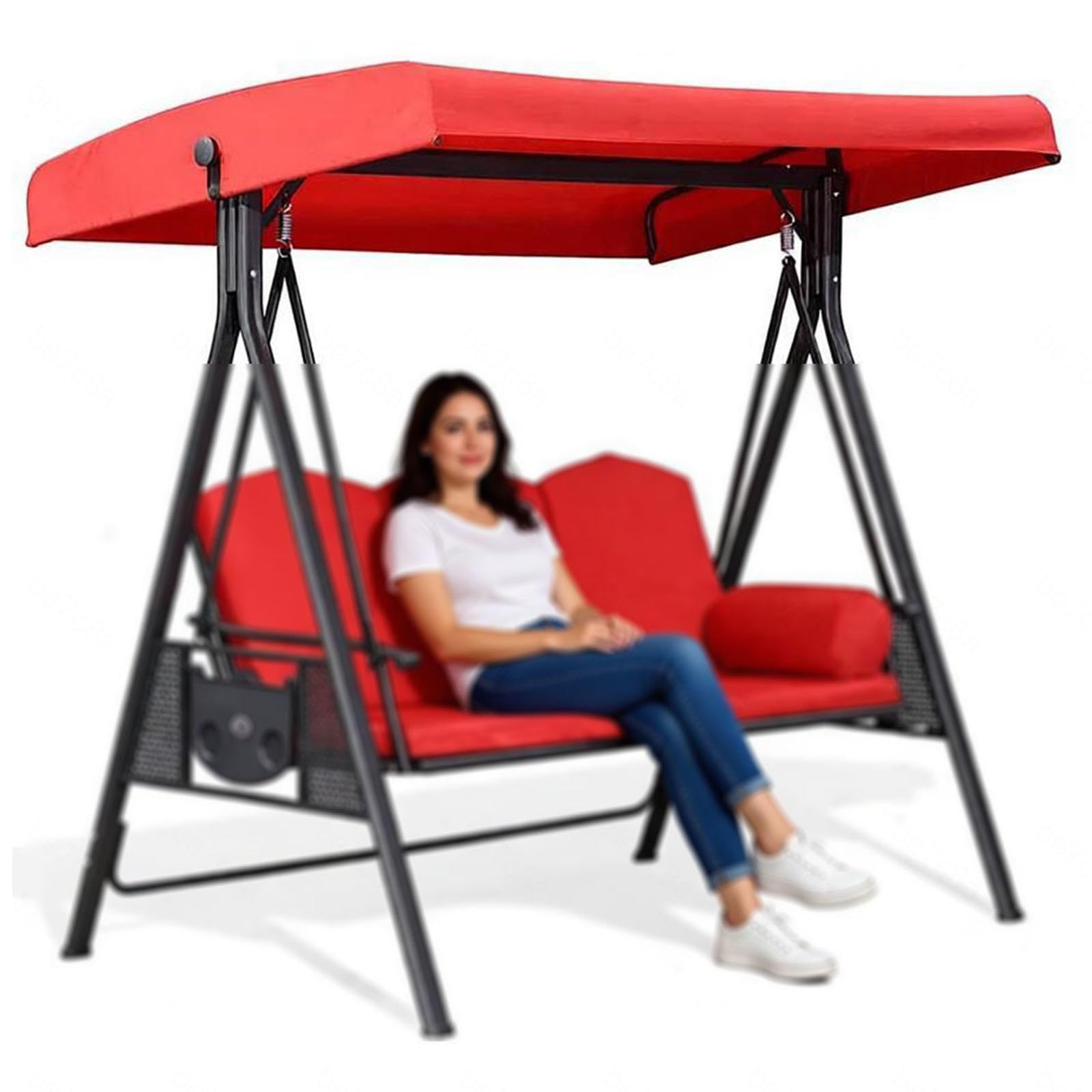Lhcxkjgs Red 210D Coated Oxford Fabric Canopy For Swing 75 X 47 X 7.8 In Waterproof, Uv-Resistant Replacement Canopy For Swing For Lawn Garden,