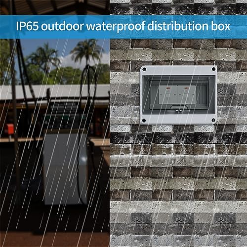 Aufputz-Sicherungskasten, Verteilerkasten, Aufputzmontage, kleiner Verteilerkasten, IP65, 1 Reihe, 8 Module, Feuchtraum, Aufputzverteiler, mit Klemme, für Außenbereich, Garten, Bauernhof, Laden