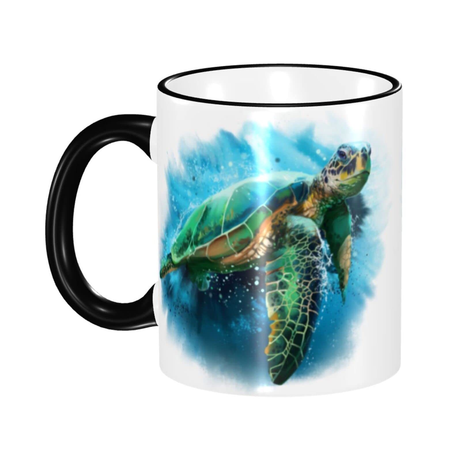 Yrebyou Sea Turtle Coffee Mug 11oz Ceramic Tea Cup for Women Men Birthday Christmas Gifts Office Home Microwave Funny Novelty