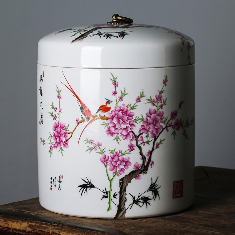 SXYHCK Ceramic Food Storage Jar, Rice Storage Containe, Sealed Home Grain Storage Ceramic Container, Grain Rice Dispenser For Flour Sugar Cereal(Style K)